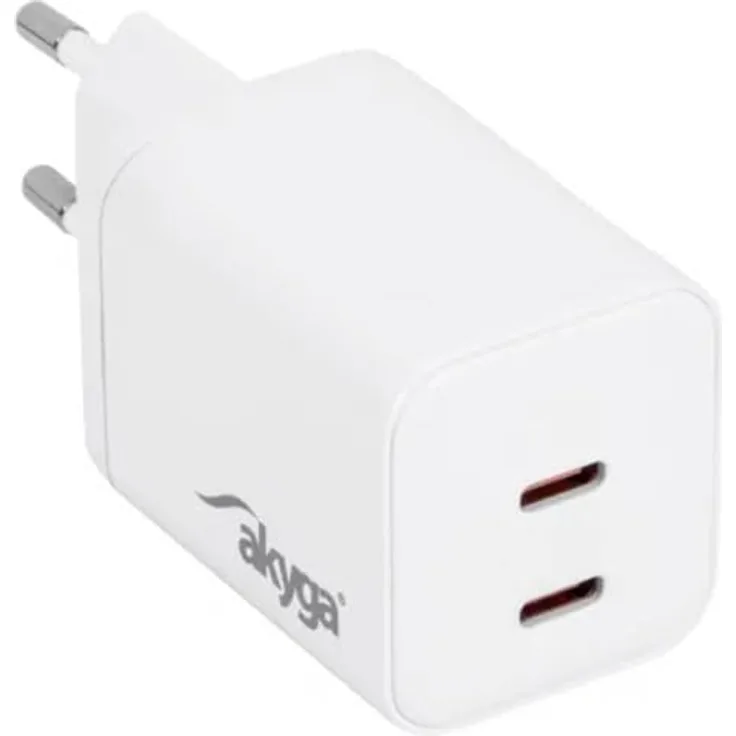 AKYGA AK-CH-29, USB-C Ladegerät mit 45 W, 2 Anschlüsse, weiß