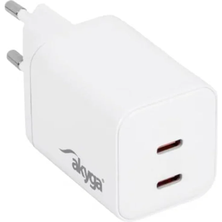 AKYGA AK-CH-29, USB-C Ladegerät mit 45 W, 2 Anschlüsse, weiß