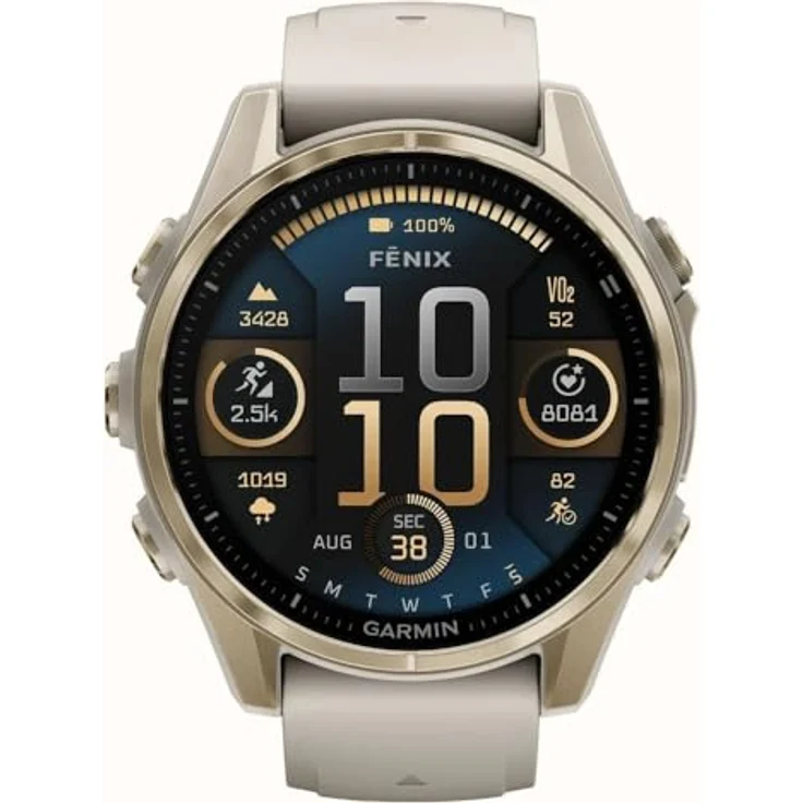 Garmin Fenix 8 Smartwatch (43 mm) mit AMOLED-Display und Titan-Lünette, nebelgrau-softgold – Bild 2
