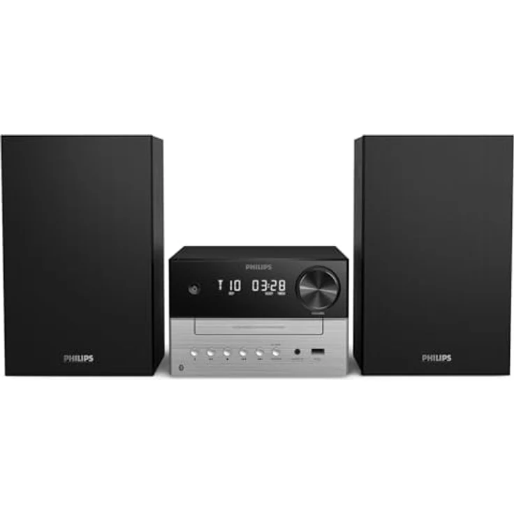 Philips TAM3205M2/12 Micro-HiFi-Anlage, 20 W RMS, Bluetooth 5.4, CD-Player, Schwarz/Silber – Bild 2