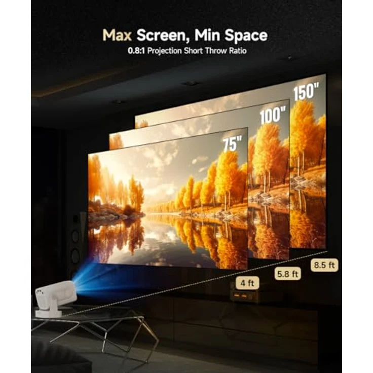 Magcubic HY310 Mini Beamer, 4K Unterstützung, 1080P Autofokus, Auto Trapezkorrektur, Android, WiFi6, BT5.4, Tragbarer Projektor mit 180° Drehfunktion, 2025 Neu – Bild 3
