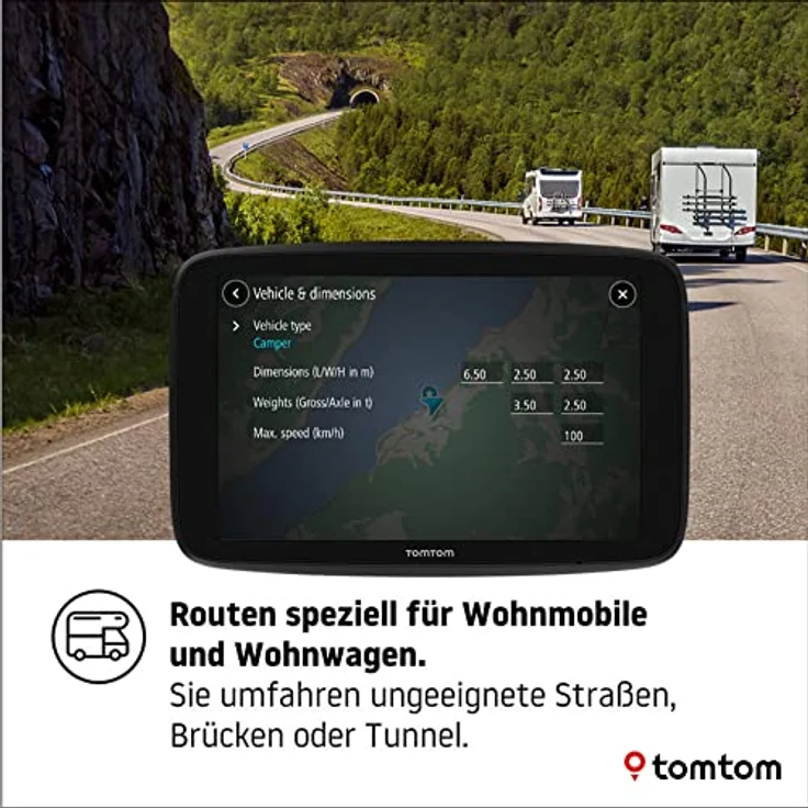 TomTom Camping Navi GO Camper Max (7 Zoll HD-Display, Sonderziele für Wohnmobil- und Wohnwagen, Updates über Wi-Fi, Stauvermeidung dank TomTom Traffic, Karten-Updates Welt) – Bild 3