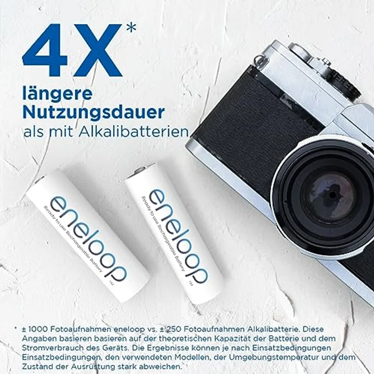 Panasonic eneloop, Ready-to-Use Ni-MH Akku, AA/Mignon, 2er-Pack, verbesserte Kapazität: min 2000 mAh, 2100 Ladezyklen, hohe Leistung & geringe Selbstentladung, wiederaufladbar, plastikfreie Verpackung – Bild 3