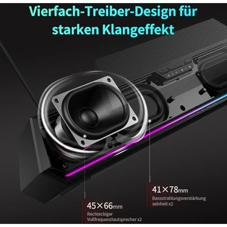 Edifier G1500 BAR Wireless Computer Speakers 7.1 with RGB Lighting and Bluetooth Power 5W in Black C (70 W), Soundbar, Schwarz – Bild 2