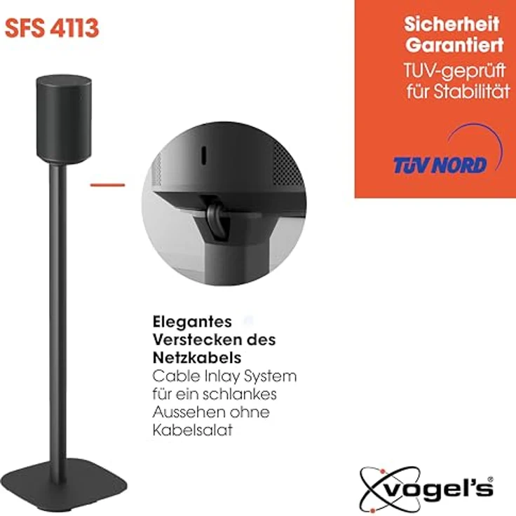 Vogel's SFS 4113 Lautsprecher Ständer für Sonos ERA100, Cable Inlay System, Höhe: 82 cm, Max. 5 kg, Schwarz – Bild 4