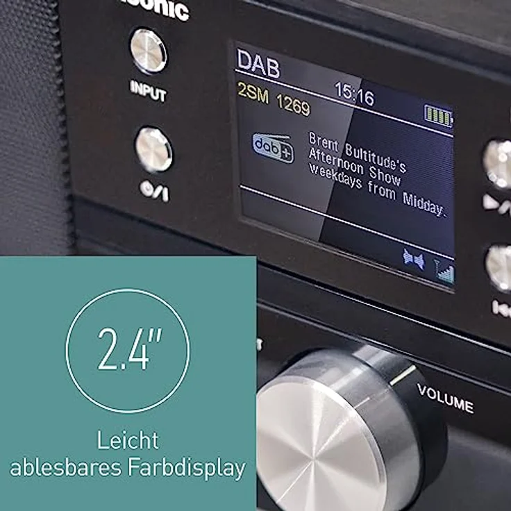 Panasonic SC-DM202EG-K Kompaktes Micro HiFi Stereosystem mit CD, DAB+/FM Radio, USB und Bluetooth, 24W Lautsprechern, Fernbedienung, 2,4 Zoll TFT LCD-Display, EQ-Einstellungen, Schwarz. – Bild 4