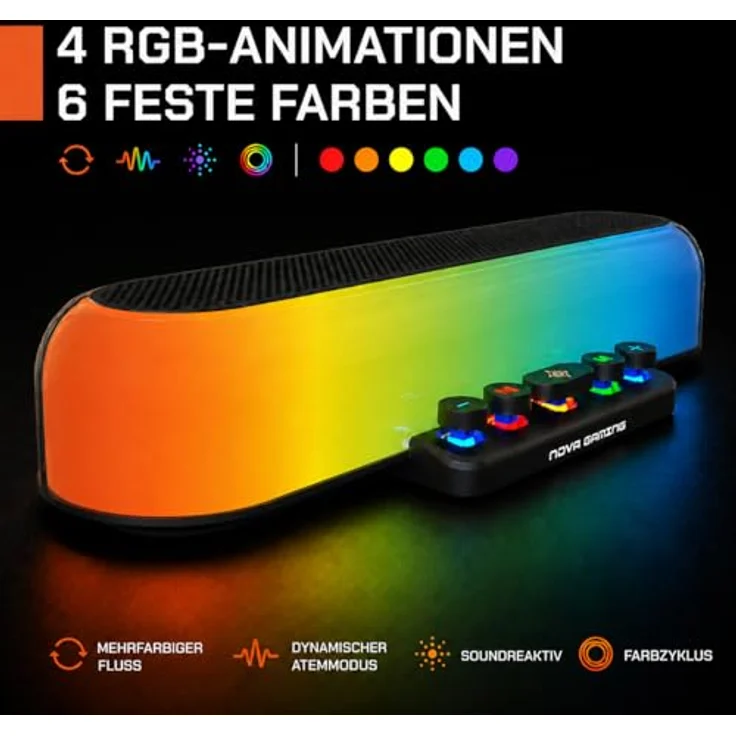 NOVA GAMING URSAE GS205, Gaming-Soundbar mit RGB-LED-Beleuchtung, schwarz, Bluetooth 5.3, 10 W Lautstärke – Bild 6