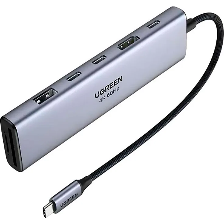 Ugreen REVODOK 7-IN-1 HDMI Dock, 4K@60Hz, USB-C Hub mit SD/TF-Kartensteckplätzen, Grau