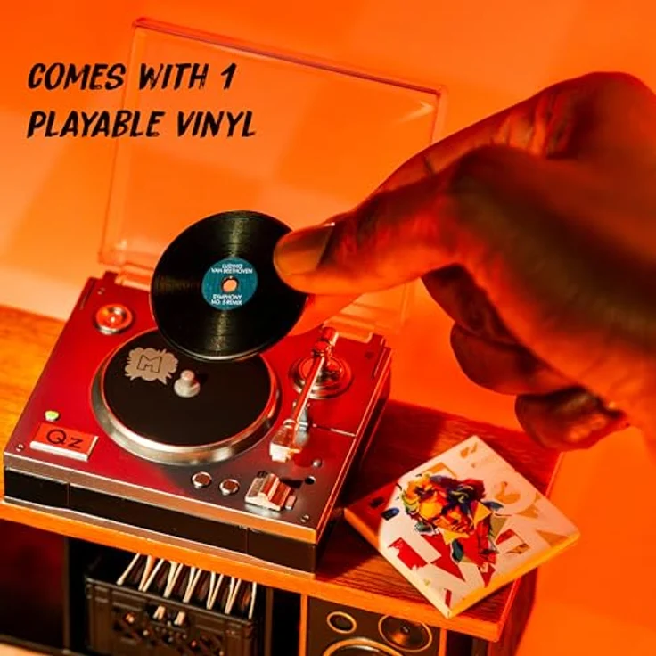 MGA's Miniverse Real Music Mini-Plattenspieler, Sammlerstück mit 1 Mini-Vinyl-Schallplatte, Retro-Design, kompatibel mit Miniverse-Vinyls, geeignet ab 8 Jahren – Bild 3