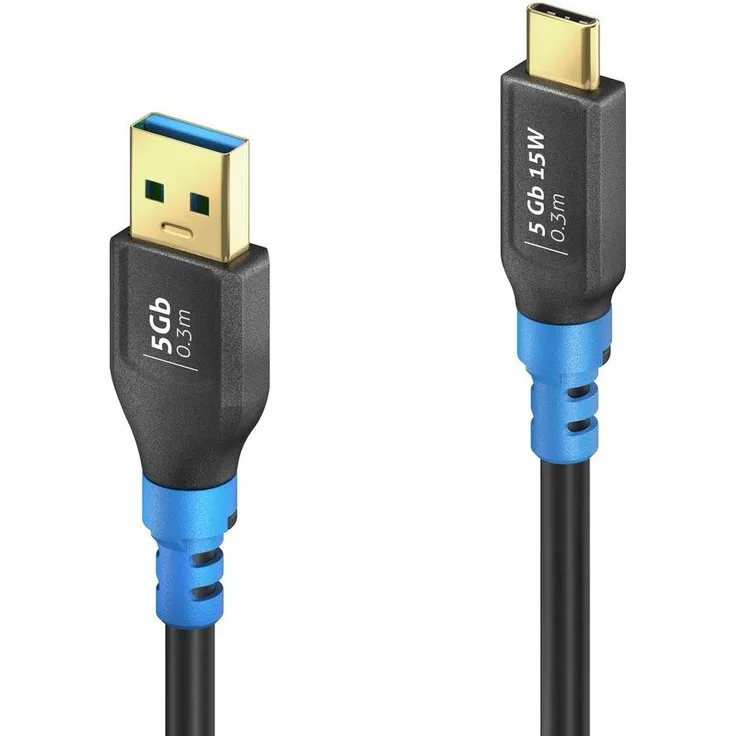 PureLink FlexInstall USB-C auf USB-A Kabel, USB 3.0 5Gbps, 0.30m, hohe Flexibilität und zuverlässige Stromversorgung