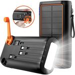 reVolt Solar Power Banks PB-200.k: Kurbel-Dynamo-Solar-Powerbank, 30.000 mAh, PD 20 W, Super Charge, LED (Kurbelakku, USB Kurbel Ladegerät, Handy Ladestation)