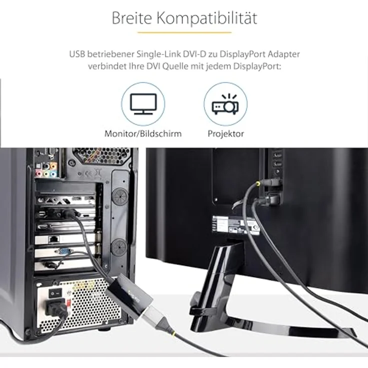 Startech DVI Adapter DVI zu DisplayPort + USB-A Strom St./Bu. schwarz – Bild 4