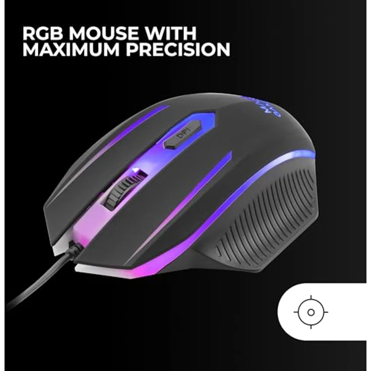 Mars Gaming MCP124, 3in1 Gaming Combo mit ergonomischer H-Mech LED RGB Tastatur, RGB Maus 3200DPI, Nanotextil-Mauspad 360x260mm, Multiplattform-kompatibel, Schwarz – Bild 3