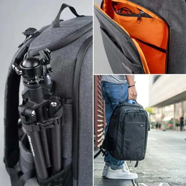 Dörr Foto-Rucksack Prag Pro, 20 l Fotorucksack mit wasserfestem Polyester, Schnellzugriff und individueller Innenaufteilung, Grau – Bild 6