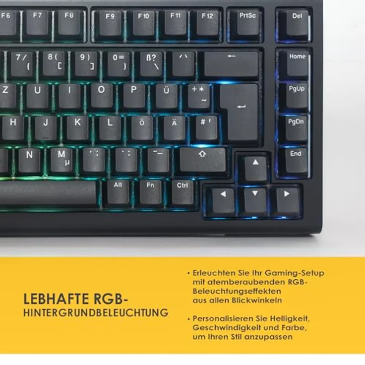 Ducky Tinker 75 Gaming-Tastatur, RGB - MX-Blue (ISO-DE) – Bild 3