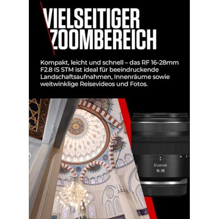 CANON LENS RF 16-28mm F2.8 IS STM, Weitwinkelzoomobjektiv für Canon R-Mount, lichtstark F2.8, kompakt, schwarz – Bild 3