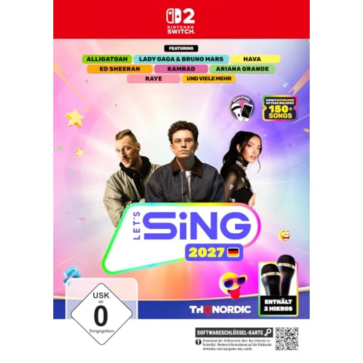 THQ NORDIC GMBH Let's Sing 2027 - mit deutschen Hits 2 Mic Bundle für Nintendo Switch 2, Karaoke-Spiel mit 35 Hits und Original-Musikvideos – Bild 1