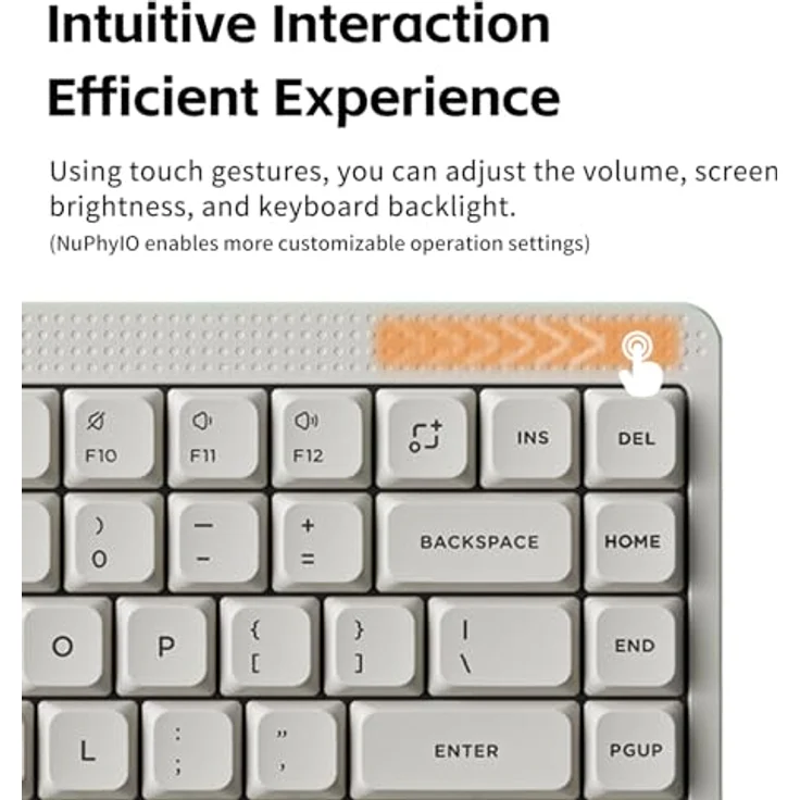 nuphy Node75, kabellose mechanische Tastatur mit 75% Layout, 84 Tasten, Hot-Swappable, PBT-Keycaps, RGB-Beleuchtung, Bluetooth/2,4 GHz/USB-C, unterstützt Touch-Gesten – Bild 4