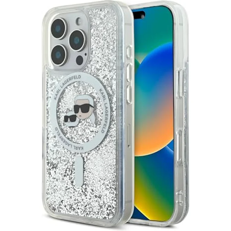 CG MOBILE Karl Lagerfeld Magsafe Liquid Glitter Hard Case für iPhone 16 Pro - Transparent – Bild 1