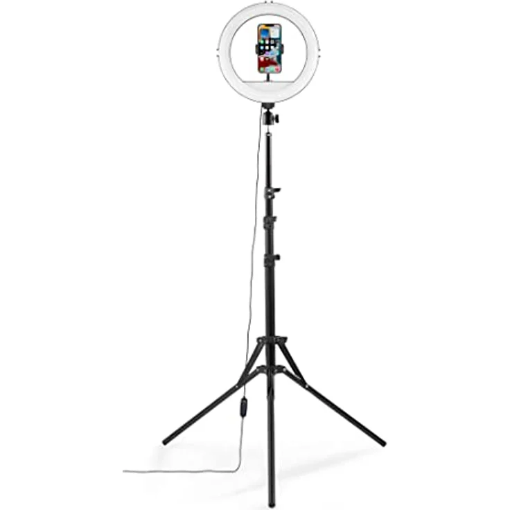 Hama SpotLight Steady 120 II, LED-Ringlicht mit Stativ (210 cm, 160 LEDs, 3 Lichtfarben, für Selfies und Videos) – Bild 7