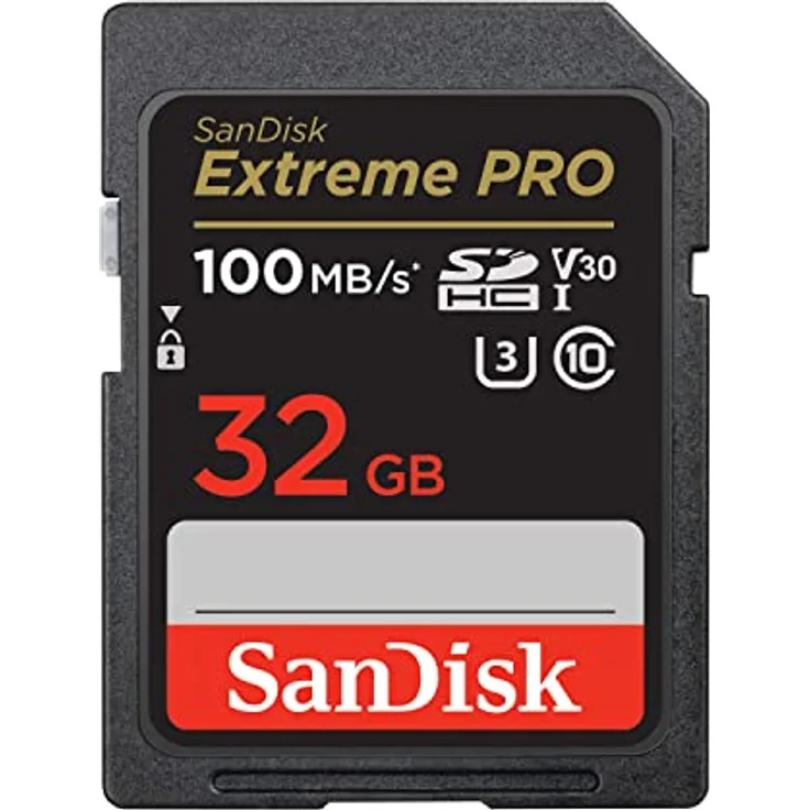 SanDisk Extreme PRO SDHC UHS-I Speicherkarte 32 GB (V30, Übertragungsgeschwindigkeit 100 MB/s, U3, 4K UHD Videos, temperaturbeständig) – Bild 1