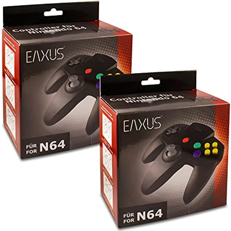 Eaxus Controller 2er Set für Nintendo 64, Schwarz, Retro Look Gamepad mit 1,80 m Kabellänge, optional 3,60 m mit Verlängerungskabel – Bild 7