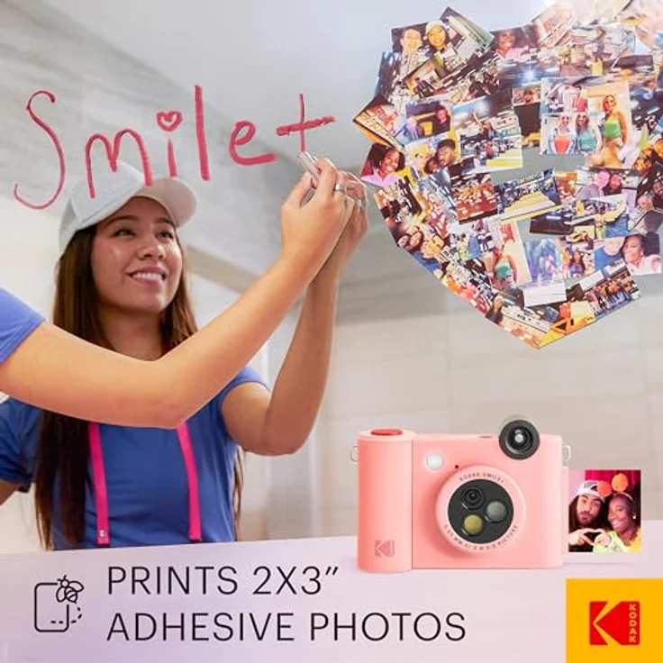 KODAK Smile+ 2-in-1 Digitale Sofortbildkamera & kabelloser Bluetooth-Fotodrucker - 10MP, Spezialeffekt-Drehobjektiv, Zink 2x3” Klebefotos, Drucken über Fun-App von Smart Devices - Rosa – Bild 5