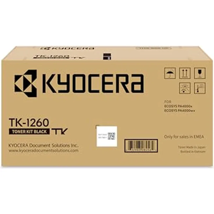 Kyocera TK-1260 Toner Schwarz, Original Tonerkartusche für bis zu 10.000 Seiten, kompatibel mit ECOSYS PA4000x und ECOSYS PA4000wx