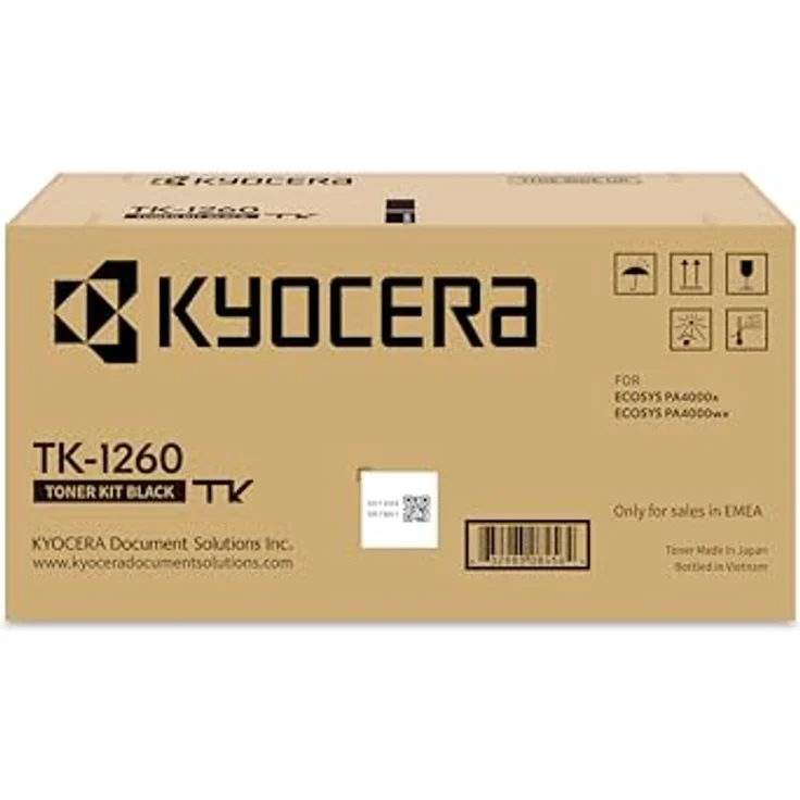 Kyocera TK-1260 Toner Schwarz, Original Tonerkartusche für bis zu 10.000 Seiten, kompatibel mit ECOSYS PA4000x und ECOSYS PA4000wx