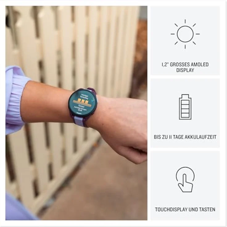 Garmin Forerunner 165 Music, Lauf-Smartwatch mit 1,2" AMOLED Touchscreen, bis zu 11 Tage Akkulaufzeit, über 25 Sport-Apps, Musikstreaming und smarte Funktionen – Bild 3