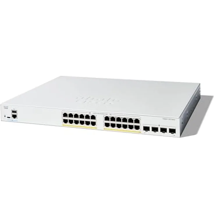 Cisco Catalyst 1300-24FP-4G-Managed-Switch, 24-Port-GE, vollständiges PoE, 4 x 1-GE-SFP, eingeschränkter Lebenszeitschutz (C1300-24FP-4G)