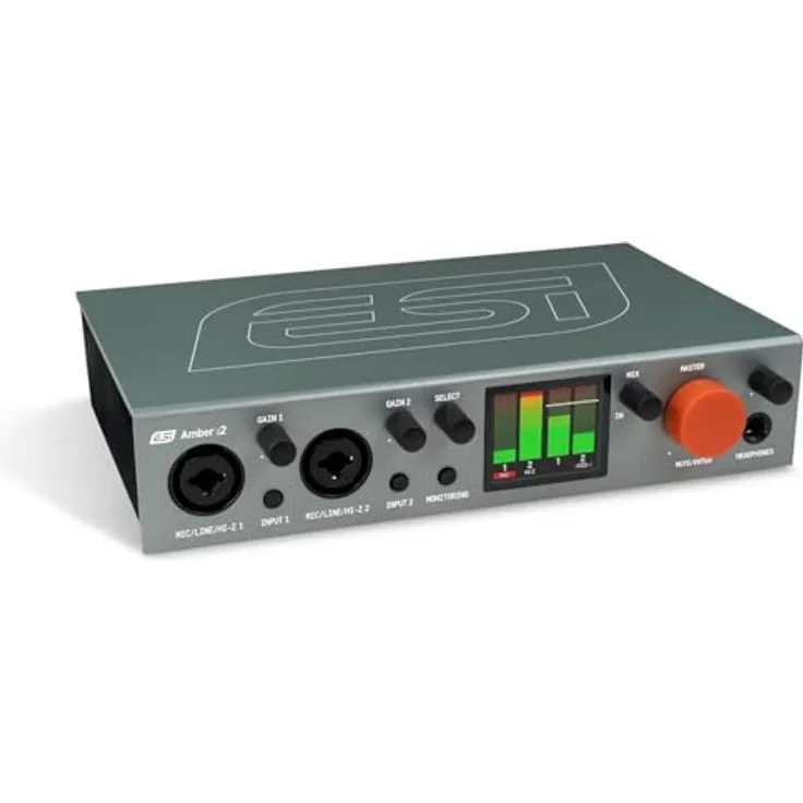 ESI Amber i2, 24-bit/192kHz USB-C Audiointerface mit 2 Ein- / 2 Ausgängen, 2x Class-A Mic-Pre, LCD-Display