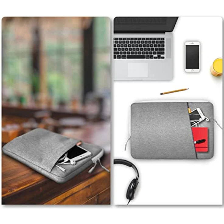 JETech Laptoptasche Hülle für 13,3 Zoll MacBook Air/Pro, 14 Zoll MacBook Pro 2021 M1, 13-13,6 Zoll Notebook, Wasserdicht Laptophülle Stoßfest Laptop Sleeve mit Zubehörtasche (Hellgrau) – Bild 5
