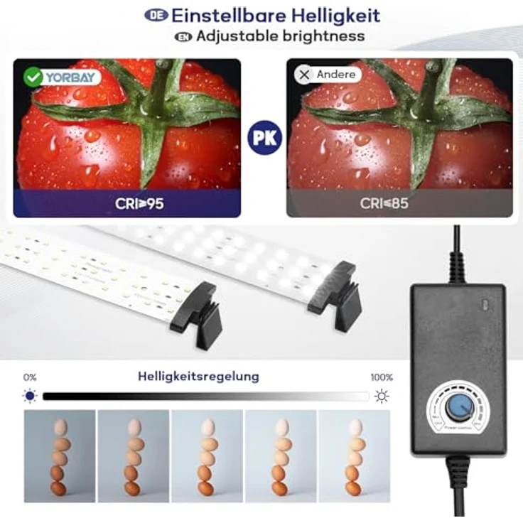 Yorbay Fotostudio Set 52 x 52 x 52cm CRI 95+ LED-Fotobox Lichtbox Lichtwürfel - Profi Fotografie Lichtzelt inkl. 6 PVC-Hintergrundfolien (schwarz, rein weiß, grau,orange,rot,blau) - Mehrweg – Bild 3
