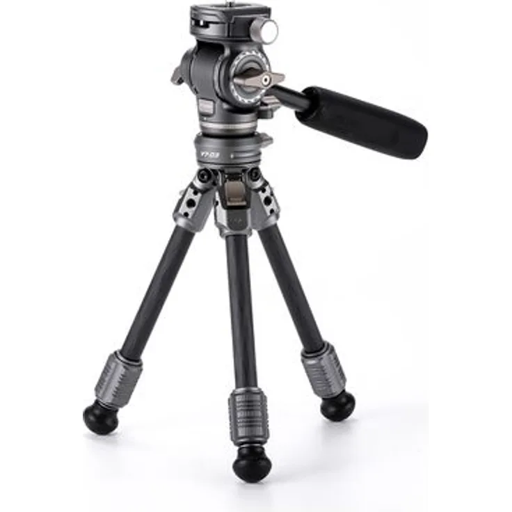 Tilta VT03 Tisch-Video-Fluidkopf mit 1-stufigen Carbonfaser-Stativbeinen (3KG), ARCA-kompatibel, Space Gray