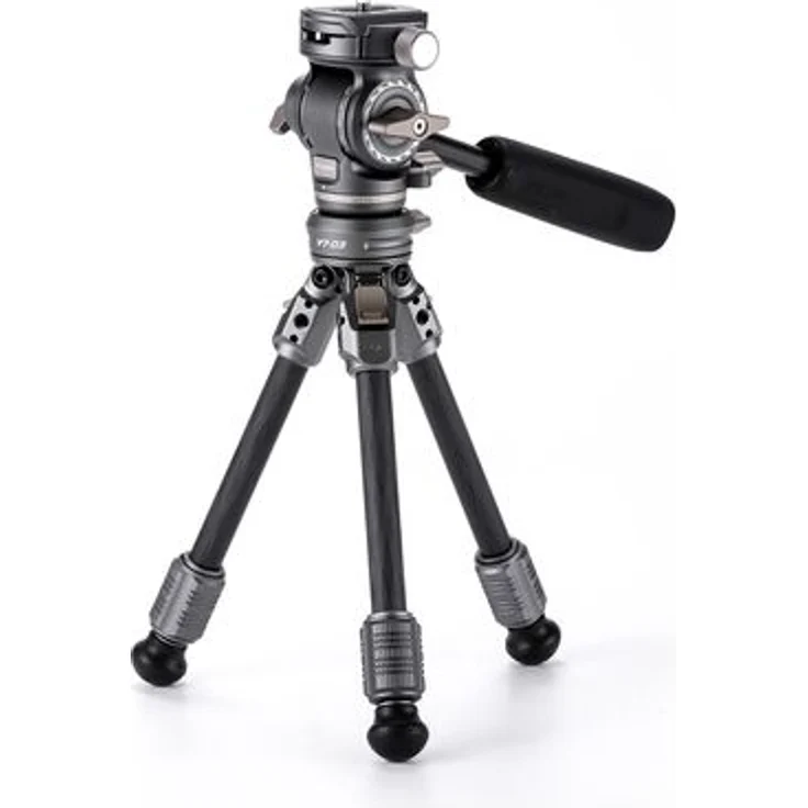 Tilta VT03 Tisch-Video-Fluidkopf mit 1-stufigen Carbonfaser-Stativbeinen (3KG), ARCA-kompatibel, Space Gray
