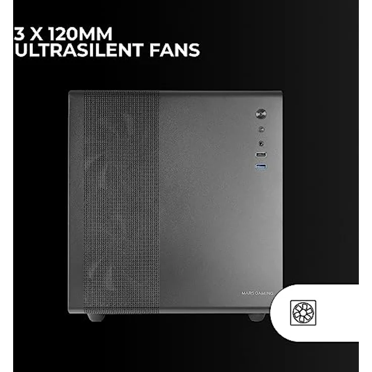 Mars Gaming MC-MPRO Schwarz, Kompaktes Micro-ATX-Gehäuse mit Vollem Seitenfenster aus Gehärtetem Glas, 3x 120mm Lüfter und Vollem Mesh-Seitenteil – Bild 3