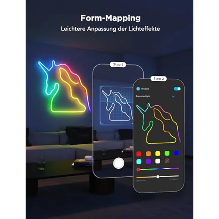 Govee Neon Rope Light 2, RGBIC Neon LED Strip 3m mit Form-Mapping, DIY Design, Funktioniert mit Matter, Alexa & Google Assistant, Neon LED Streifen für Schlafzimmer Gaming Wanddekoration, Weiß – Bild 2