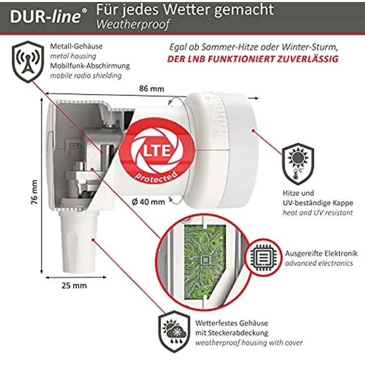 DUR-line +Ultra Single LNB für 1 Teilnehmer white/weiß – Bild 3
