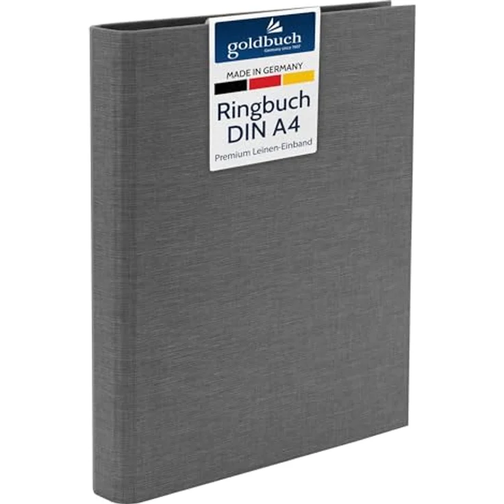 goldbuch Ringbuch A4 Bella Vista, dunkelgrau, aus Leinen mit 4 Ringmechanik und Klemmbügel, hochwertige Qualität Made in Germany – Bild 1