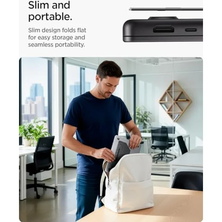 Spigen Slim Fold Laptop Ständer, Höhenverstellbar, Selbstklebend und Anti-Rutsch, Kompatibel mit MacBook Pro, MacBook Air 11"-16" - Schwarz – Bild 4