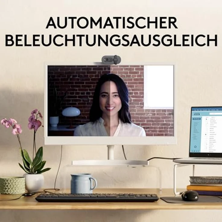 Logitech Brio 100 Full HD-Webcam für Meetings und Streaming, Auto-Lichtausgleich, integriertes Mikrofon, Abdeckblende, USB-A, für Microsoft Teams, Google Meet, Zoom und mehr - Graphit – Bild 3