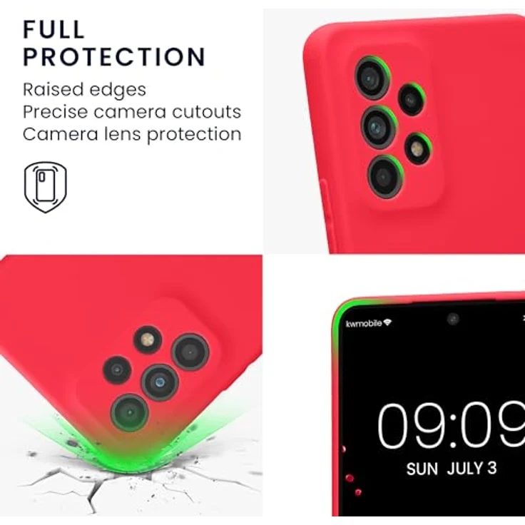 kwmobile Handyhülle für Samsung Galaxy A53 5G, weiche TPU Silikon Schutzhülle in Neon Pink, rutschfest und reißfest mit präzisen Ausschnitten – Bild 3