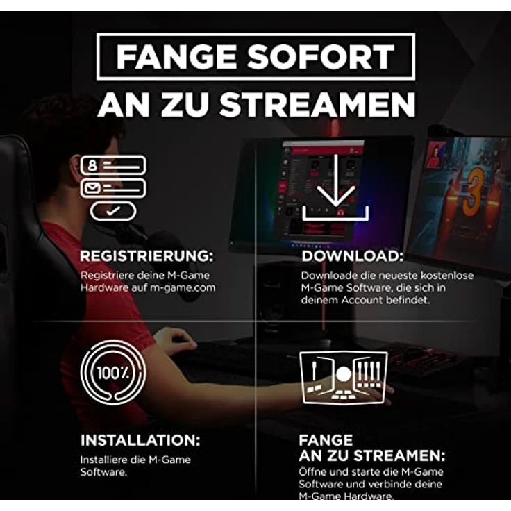 M-GAME Solo USB Audio Interface Mixer für Streaming & Gaming mit XLR-Mikrofoneingang, optischem Eingang, Stimmeffekten, Sampler & dedizierter Software, Solo - Schwarz – Bild 5