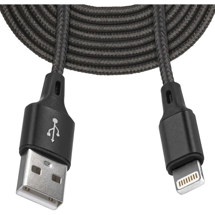 Mobilefox 3m Schnell Lade Daten Kabel, Nylon Stecker Schwarz, kompatibel mit iPhone, iPad, iPod