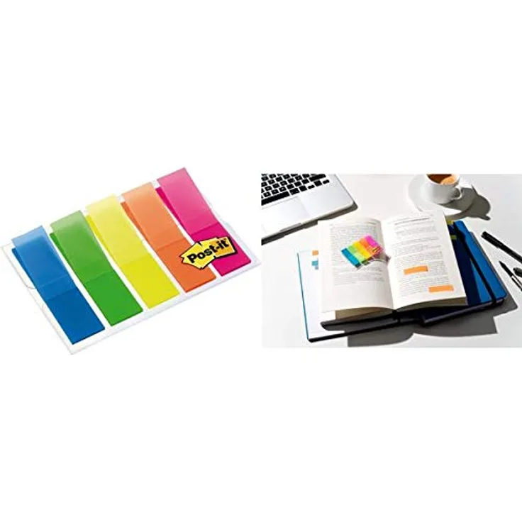 Post-it® Haftstreifen Index Mini 683HF5, durchgefärbte Notizzettel für Seiten- und Textmarkierung, 11,9 x 43,2 mm