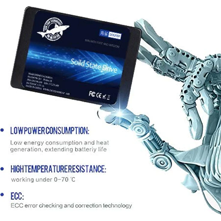 SSD 64GB SATAIII 2.5 Dogfish Inch 6Gb/s Internal Solid State Drive for Desktop Laptop Hard Drive Includes SSD 32GB 120GB 128GB 240GB 250GB 480GB 500GB 960GB(64GB, 2.5''-SATA3) – Bild 2