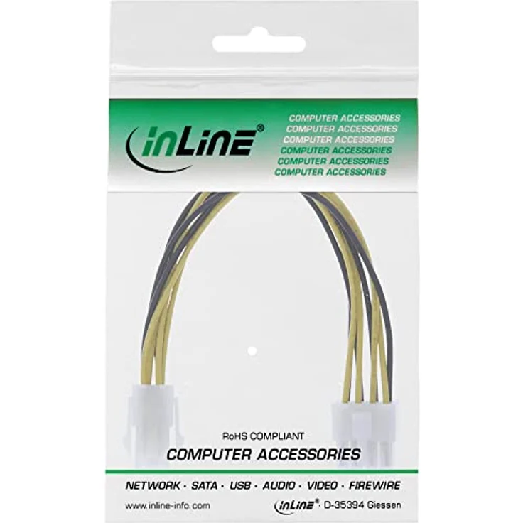 InLine ATX/AT-Stromkabel intern 4 pol Buchse auf 8 pol Stecker, 0,20 m – Bild 2