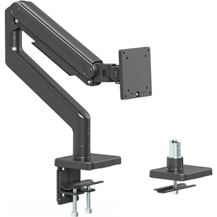 Manhattan Tischhalterung mit mechanischer Feder für 1x Monitor, Neigbar, Schwenkbar, Höhenverstellbar, 360° Drehung, VESA-Kompatibilität, Aluminiumkonstruktion, Kabelmanagement – Bild 4