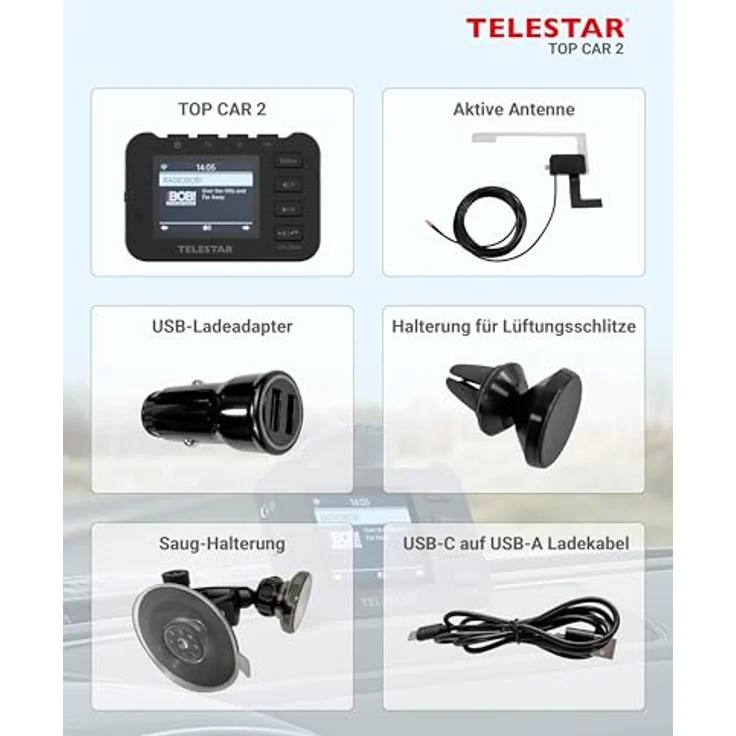 Telestar TOP CAR 2, DAB+/FM Bluetooth-Autoradio mit MP3-Wiedergabe, 6,1 cm LCD, Schwarz – Bild 7
